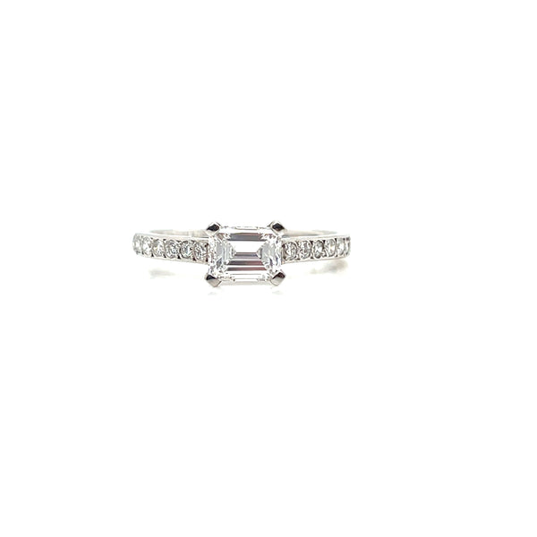 Emerald cut diamond engagement rings at Morgan Banks Jewellers, Kendal