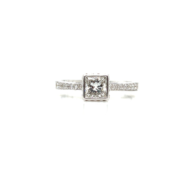 Princess cut diamond engagement rings at Morgan Banks Jewellers, Kendal