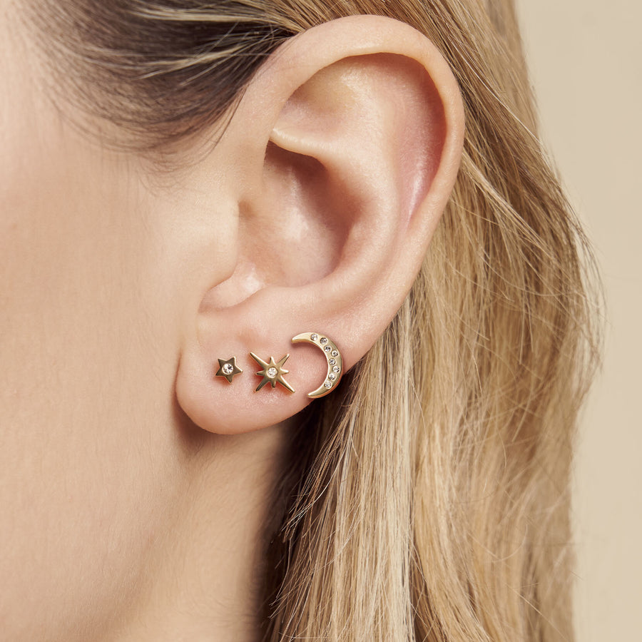 Olivia Burton Celestial North Star & Moon Gold Stud Earrings Set