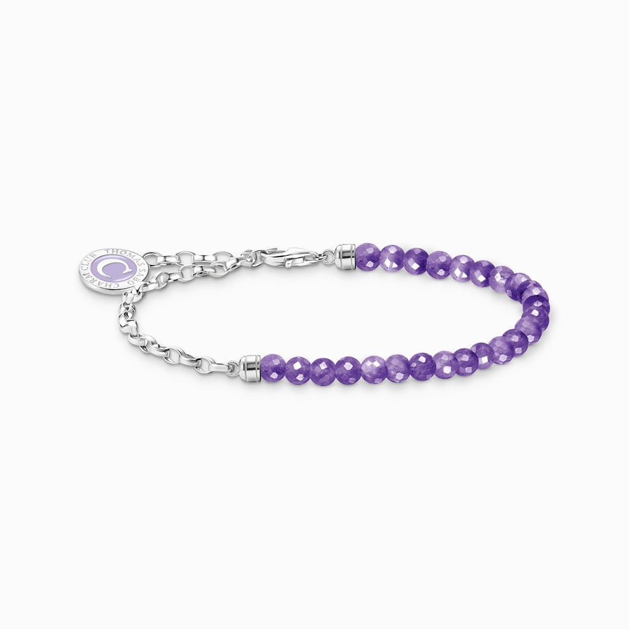 Thomas Sabo Member Charm bracelet with violet imitation amethyst beads silver L17