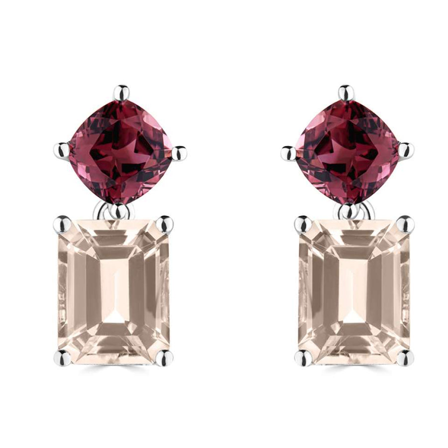 18ct White Gold Morganite and Pink Tourmaline Earrings