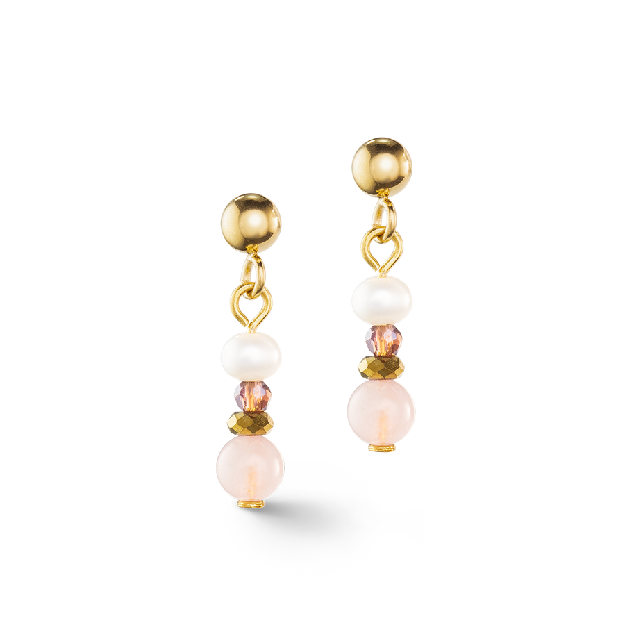 Coeur De Lion Freshwater Pearl & Rose Quartz Earrings