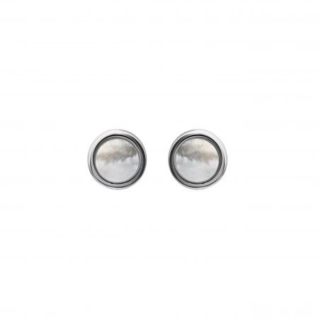 Unique & Co Silver Stud Earrings with Rhodium Plating and Mother Of Pearl ME-860