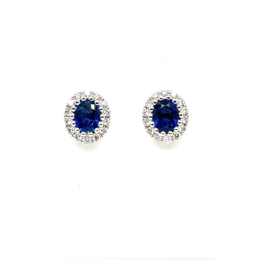 18ct Sapphire and Diamond Earrings .90ct .19ct