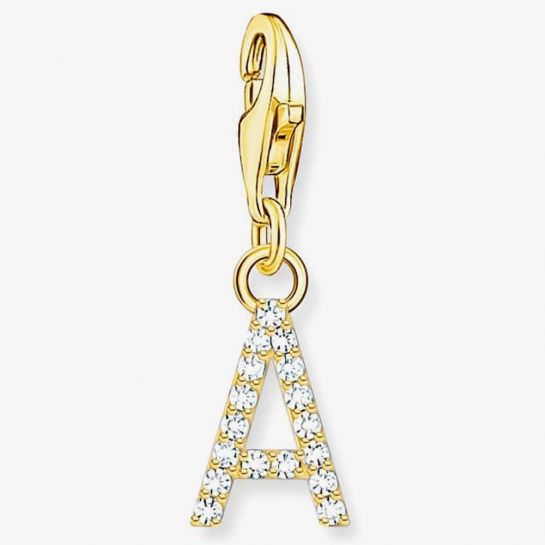 Thomas Sabo Charm pendant letter A with white stones Gold Plated
