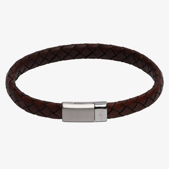 Unique & Co Dark Brown Leather Bracelet With Steel Clasp