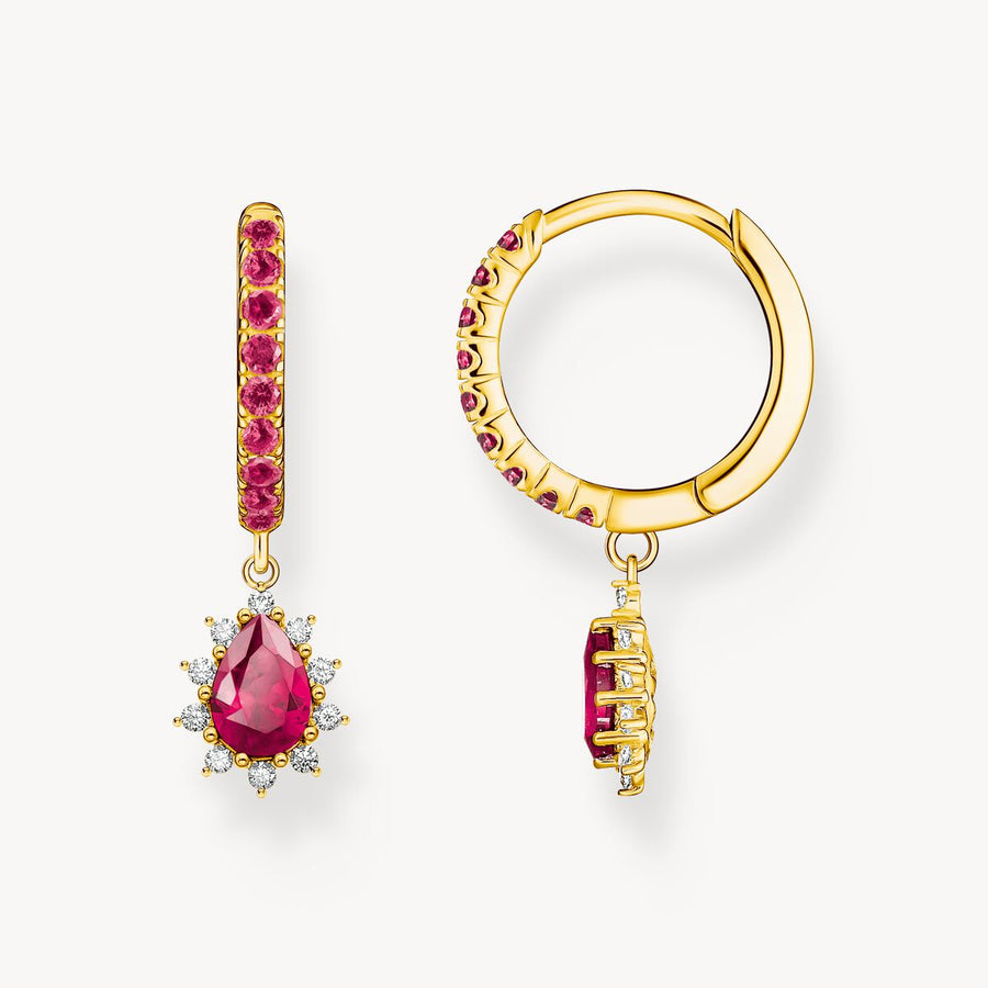Gold-plated hoop earrings with pendant Vintage Romance
