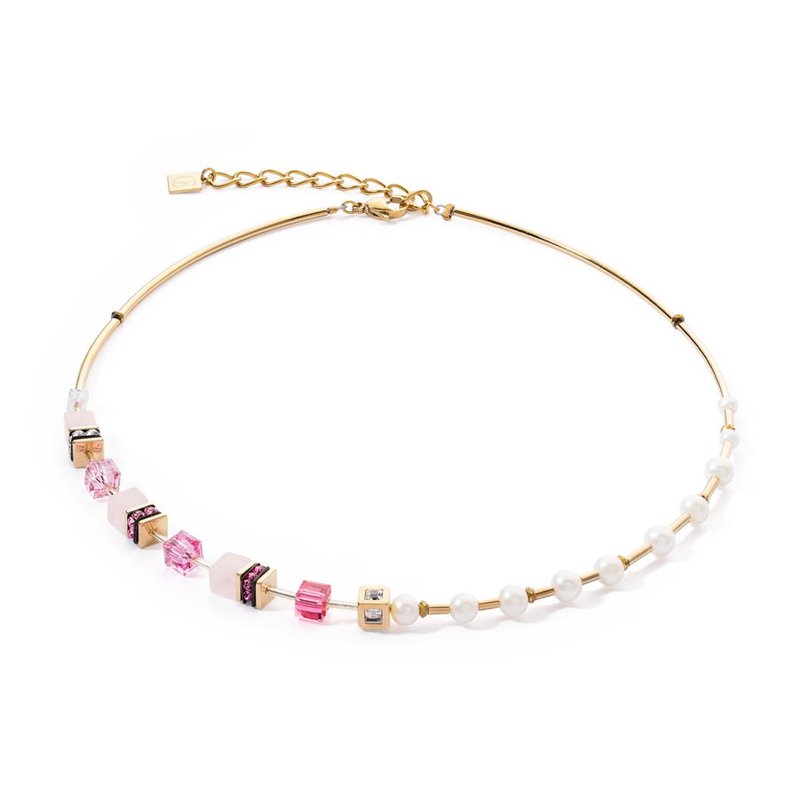 Coeur De Lion Necklace GeoCUBE® Fusion Precious Pearl Mix gold-pink