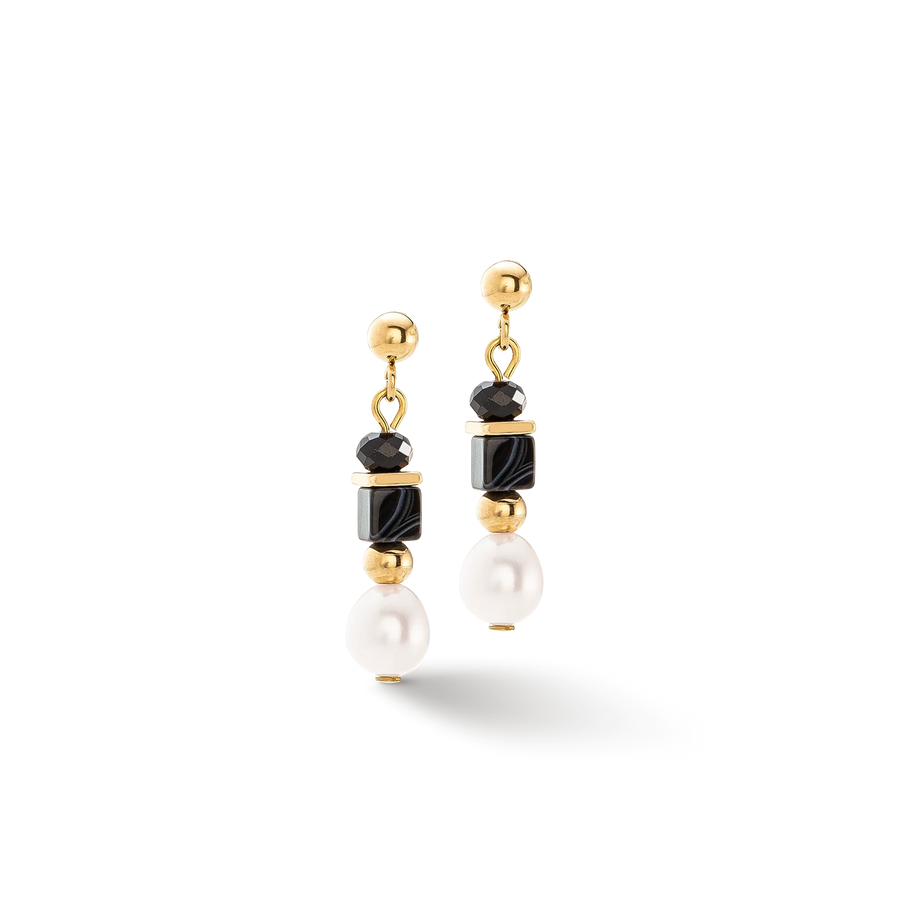 Coeur de Lion Earrings Pearls & Onyx earrings gold