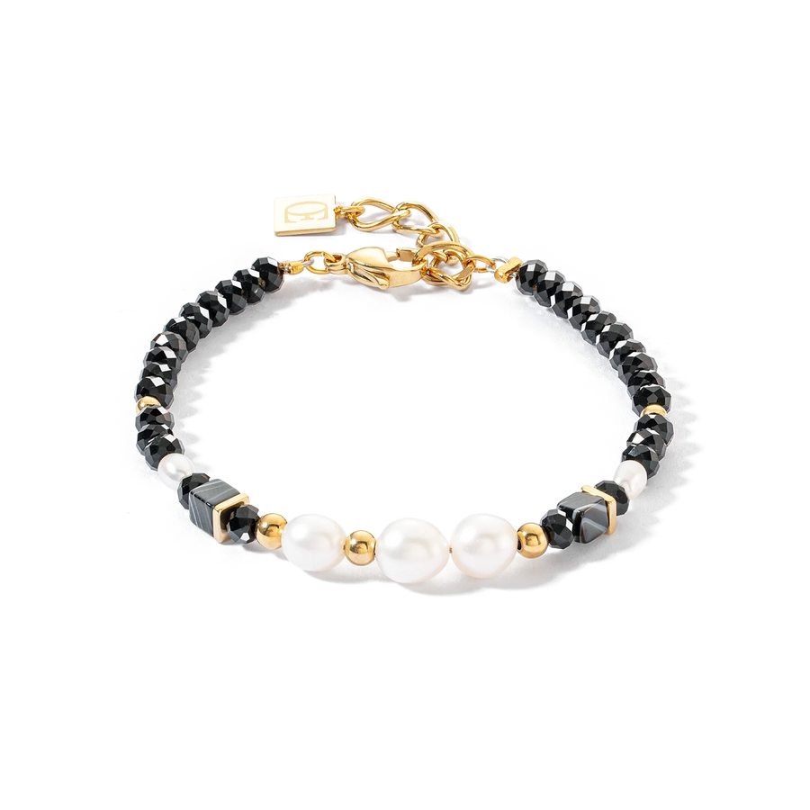 Coeur de Lion Bracelet Pearls & onyx bracelet gold