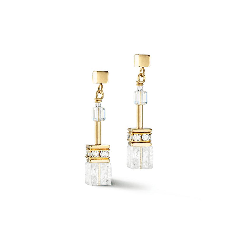 Coeur De Lion GeoCUBE® Iconic Nature earrings Gold- white