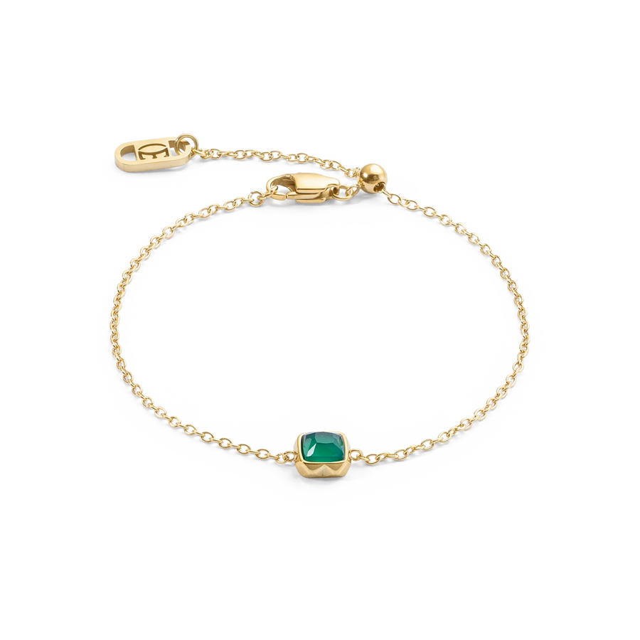 Coeur de Lion Birthstone May Bracelet Green Agate Gold