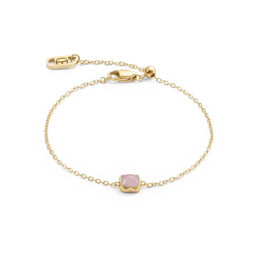 Coeur de Lion Birthstone October Bracelet Rose Quartz Gold