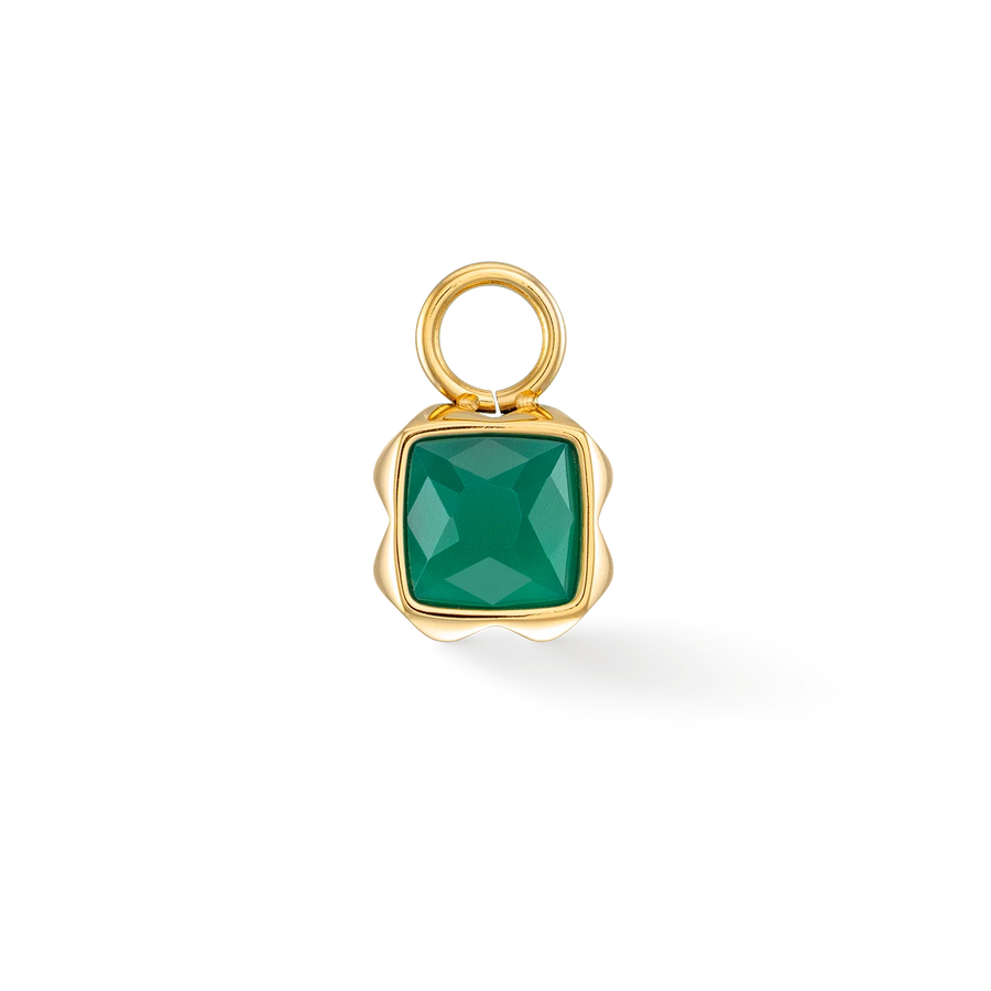 Coeur de Lion Birthstone May Charm Green Agate Gold