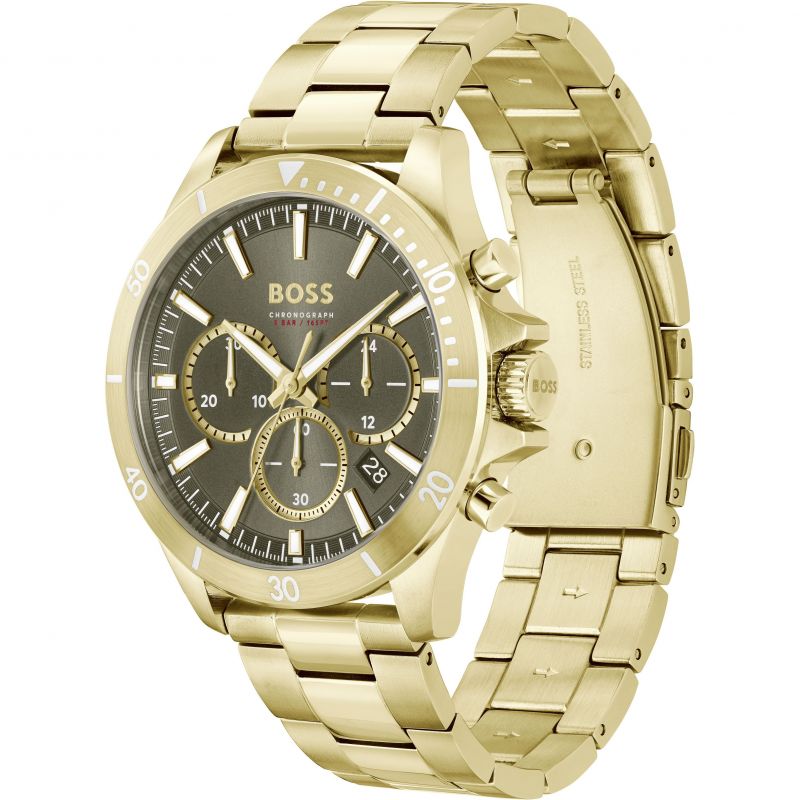 Gents BOSS Troper Light Yellow Gold IP Bracelet Watch