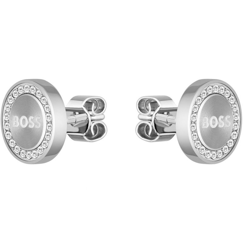 Ladies BOSS Iona Stainless Steel Crystal Stud Earrings