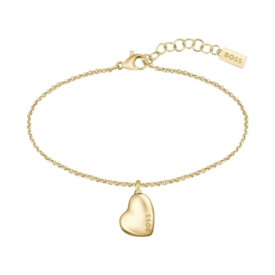 BOSS Ladies Honey Stainless Steel Heart Bracelet, Gold plated