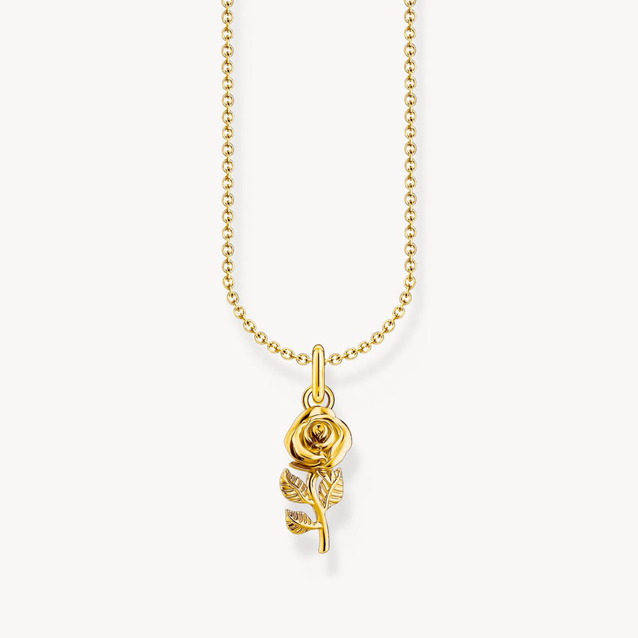 Gold-plated necklace with rose pendant