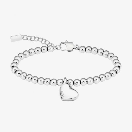 BOSS Beaded Silver Tone Honey Heart Bracelet