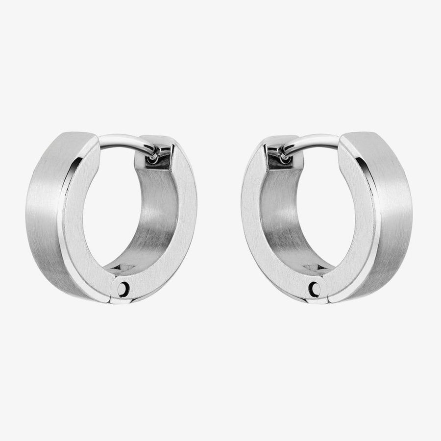 BOSS Odell Silver Logo Small Hoop Earrings