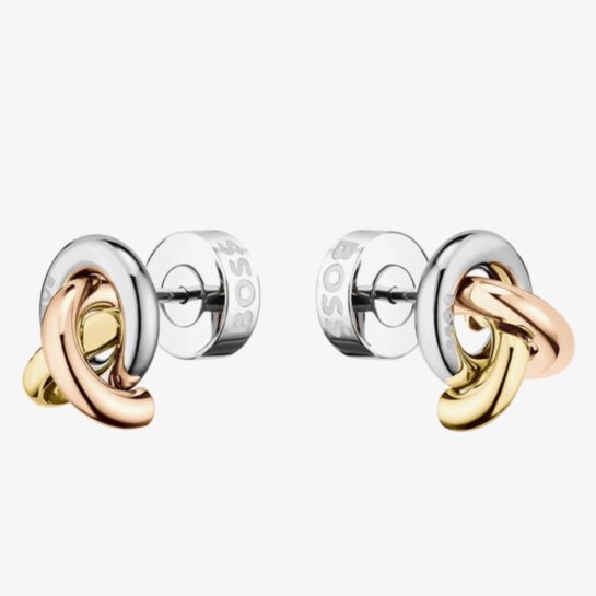Harmonie Three Colour Cross Link Stud Earrings