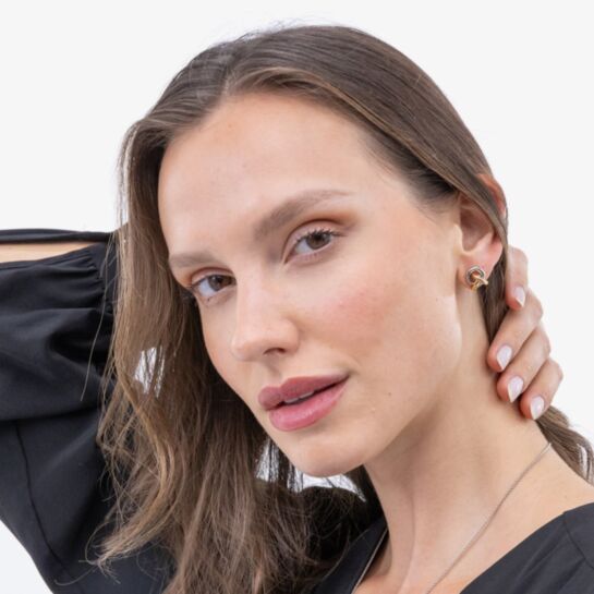 Harmonie Three Colour Cross Link Stud Earrings