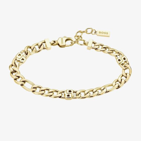 BOSS Gold Tone Double B Figaro Bracelet