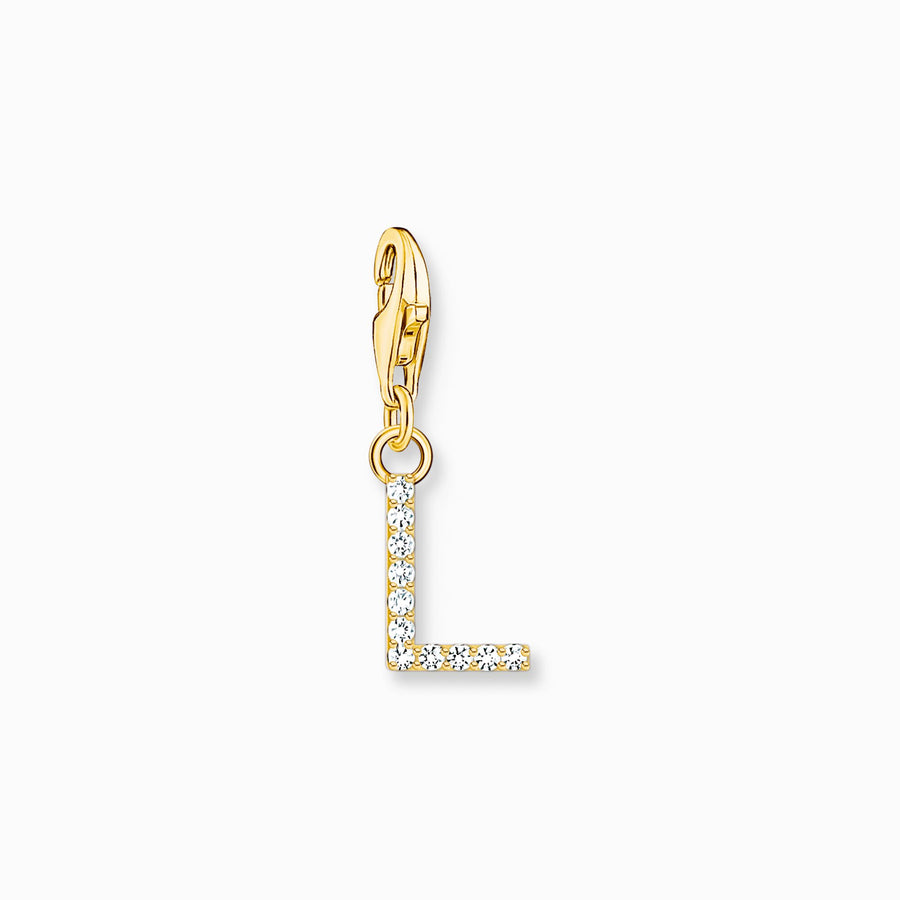 Thomas Sabo Charm pendant letter L with white stones silver Gold Plated