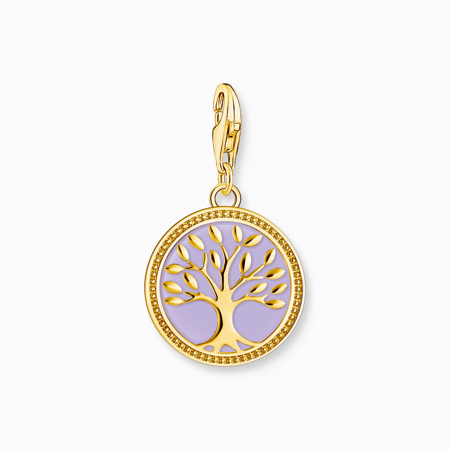 Thomas Sabo Charm pendant Tree of Love with violet cold enamel yellow-gold plated