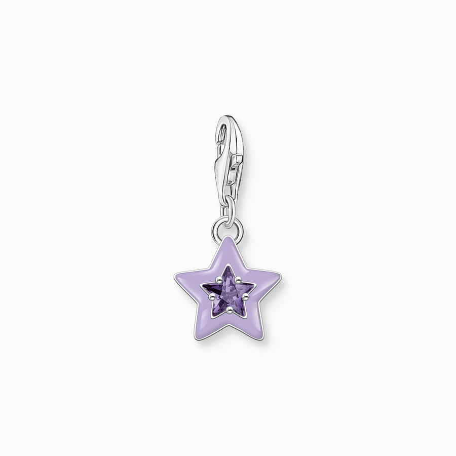 Thomas Sabo Charm pendant star with amethyst-coloured stones and cold enamel silver