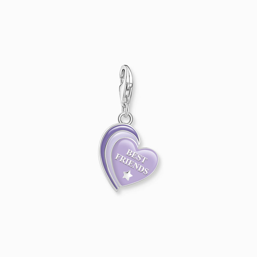 Thomas Sabo Charm pendant BEST FRIENDS with violet cold enamel silver blackened