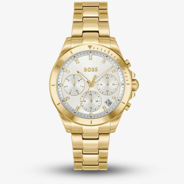 Ladies Alley Lux Gold Tone Crystal White Dial Watch