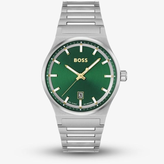 BOSS Candor Stainless Steel Bracelet Watch with Green Dial