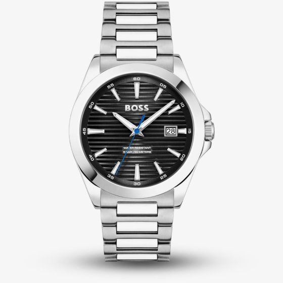 BOSS Strike Stainless Steel Black Dial Watch