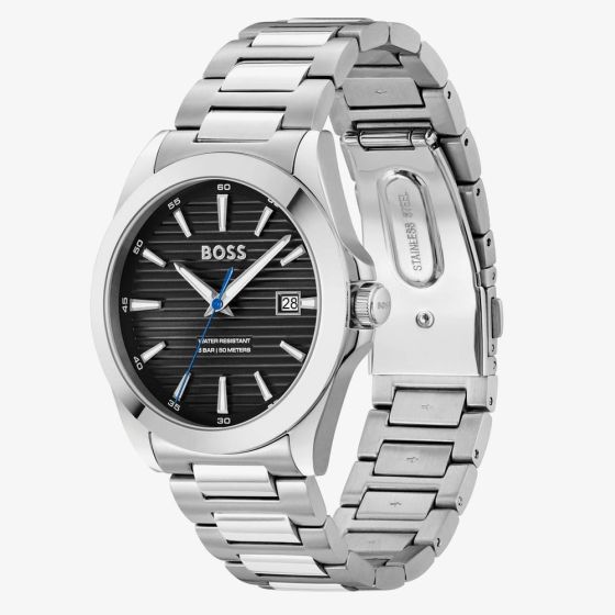 BOSS Strike Stainless Steel Black Dial Watch