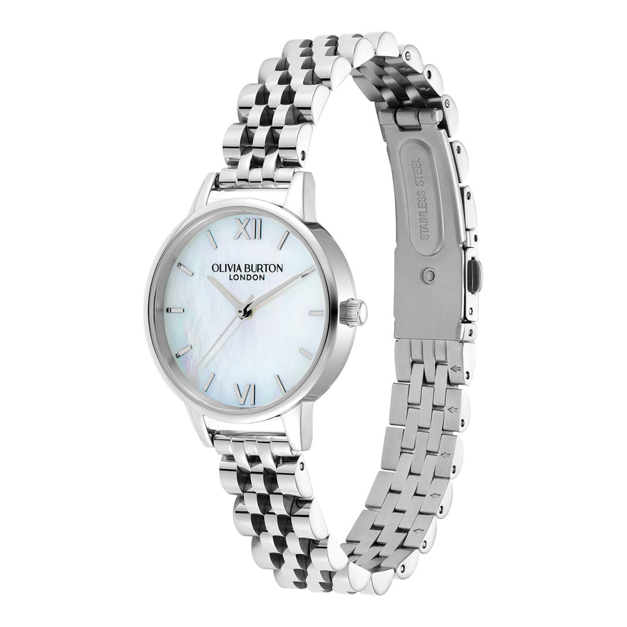 Olivia Burton 30mm White & Silver Bracelet Watch