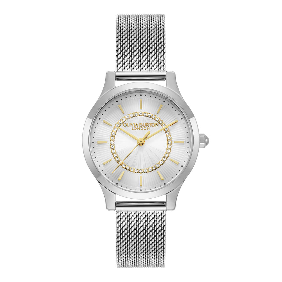 Olivia Burton 30mm Wonderlust White & Silver Mesh Watch