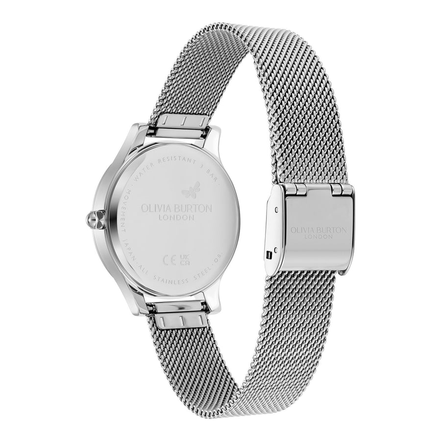 Olivia Burton 30mm Wonderlust White & Silver Mesh Watch