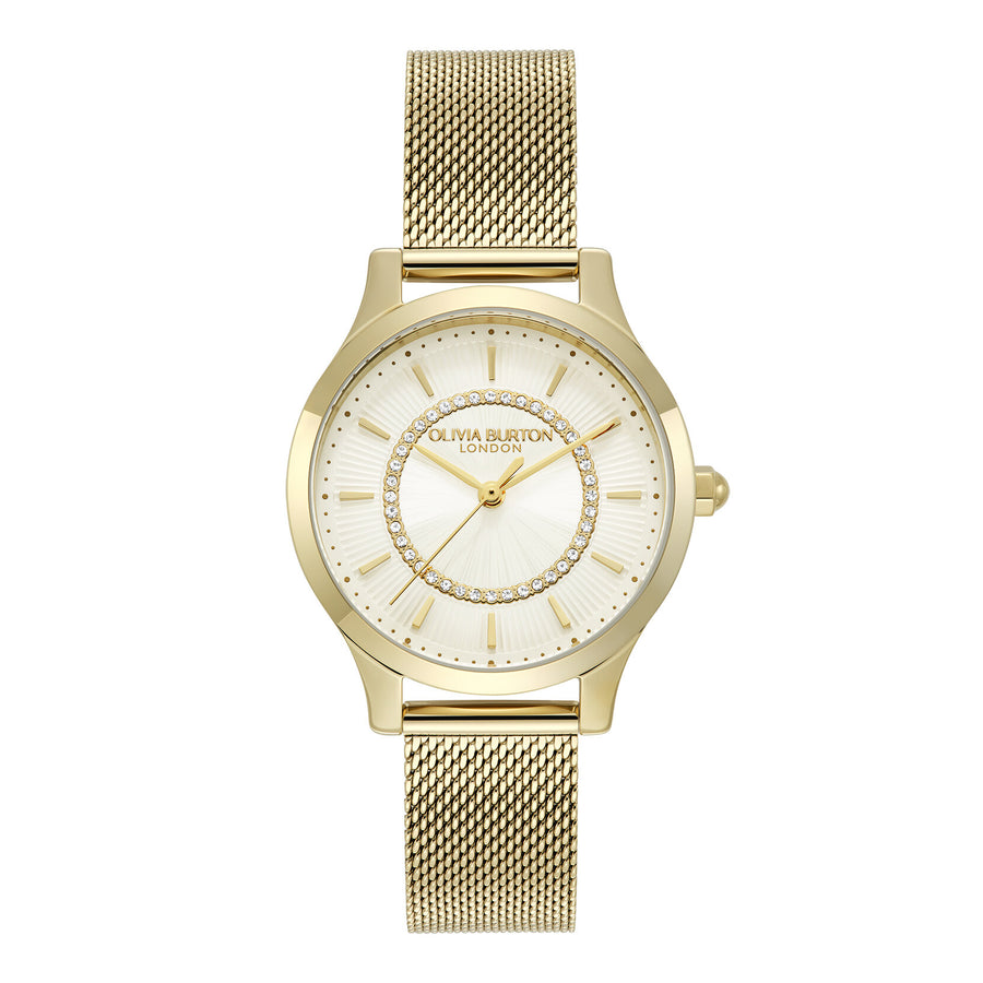 Olivia Burton 30mm Wonderlust Ivory & Gold Mesh Watch