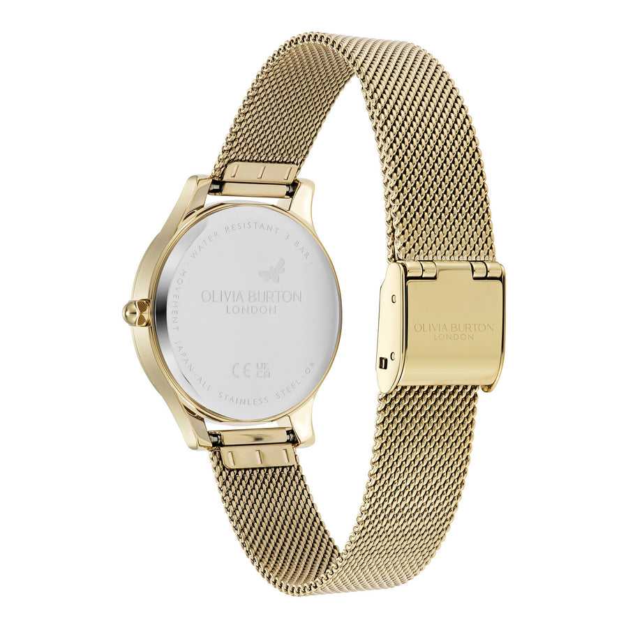 Olivia Burton 30mm Wonderlust Ivory & Gold Mesh Watch