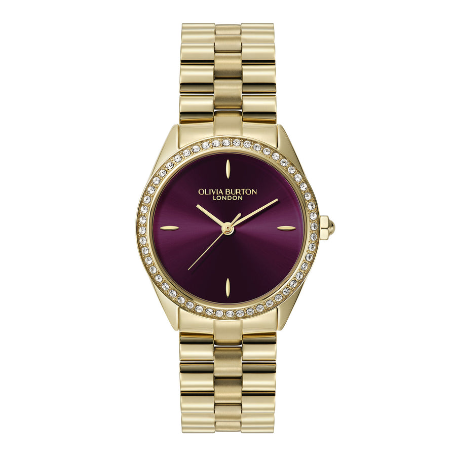 Sports Luxe 34mm Bejewelled Cherry Lacquer & Gold Bracelet Watch