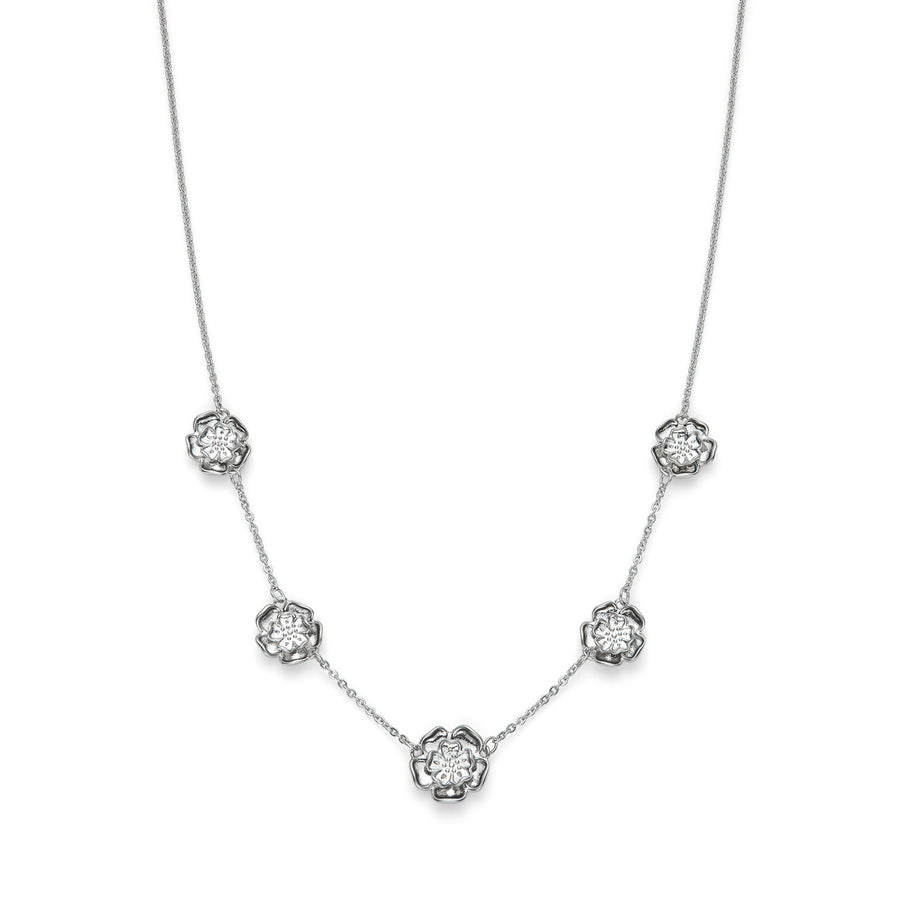 Olivia Burton Signature  Tudor Rose Silver Tone Multi Station Necklace