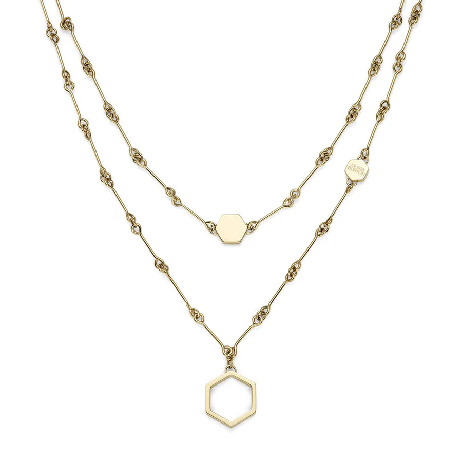 Olivia Burton Signature Honeycomb Double Chain Necklace