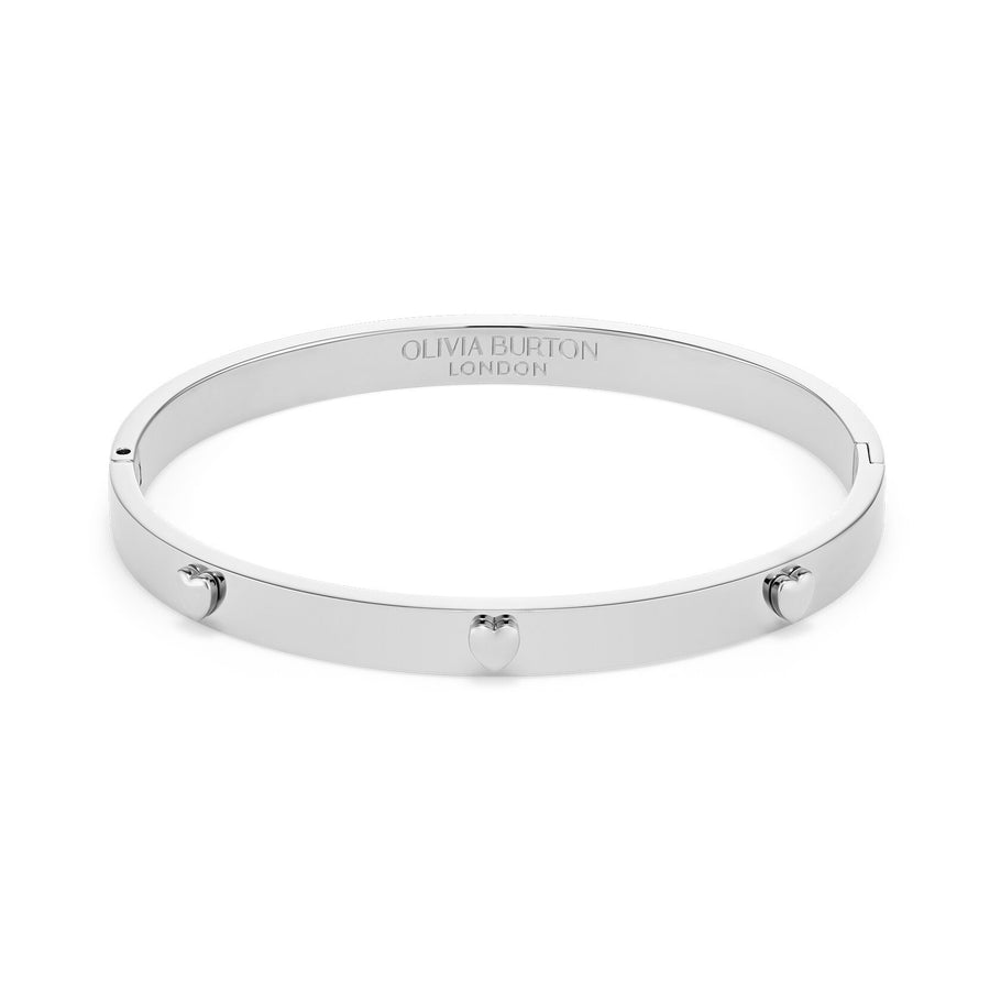 Classic Mini Heart Silver Tone Bangle