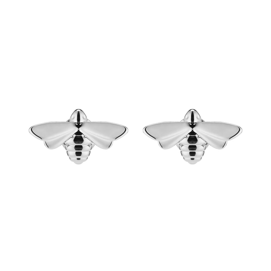 Signature Honey Bee Silver Tone Stud Earrings