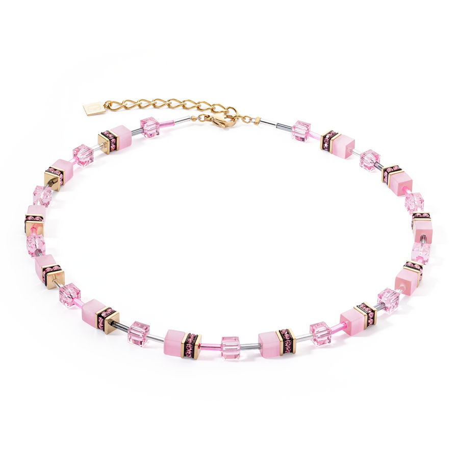 Coeur De Lion GeoCUBE® Iconic Mono Gold necklace pink