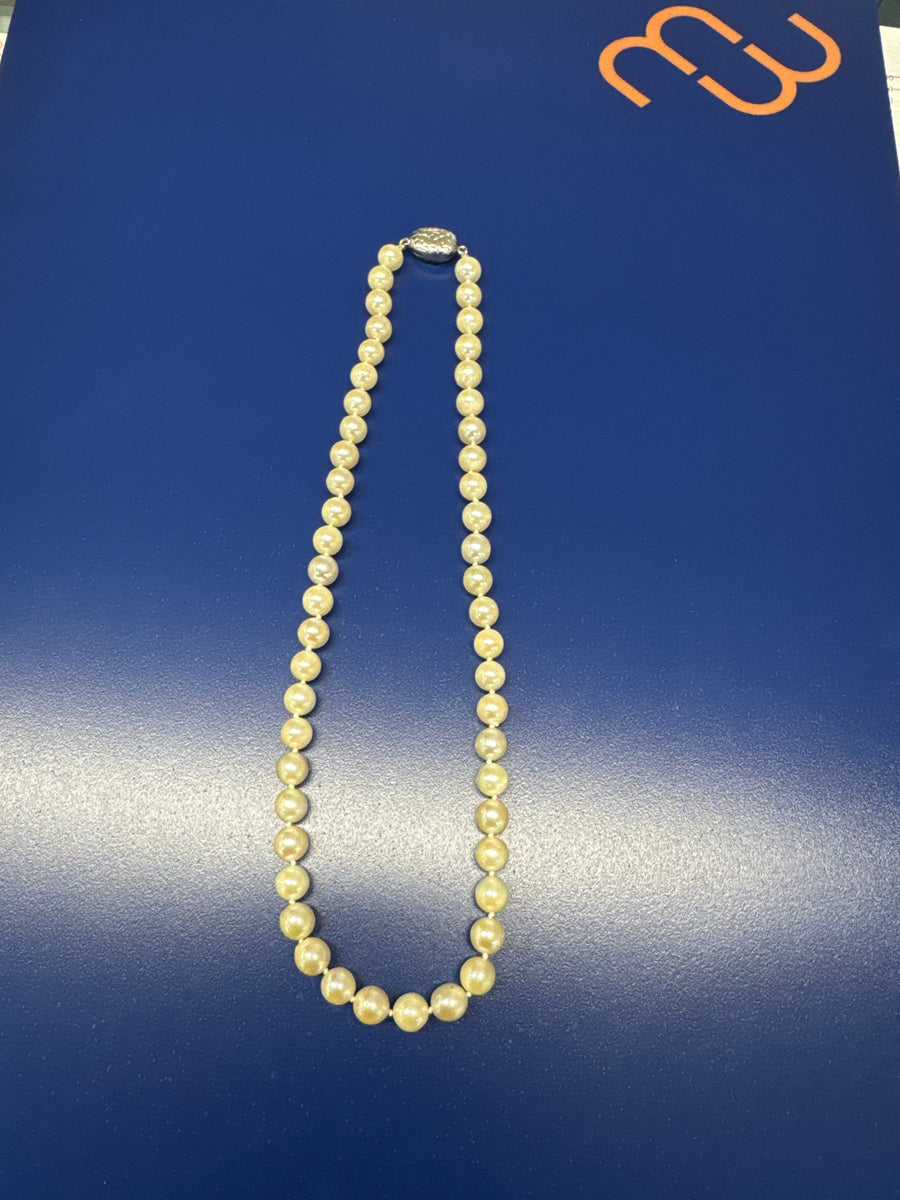 Morgan Banks Single Row Cultured Pearl Necklace with 18ct Fast er 10/11mm