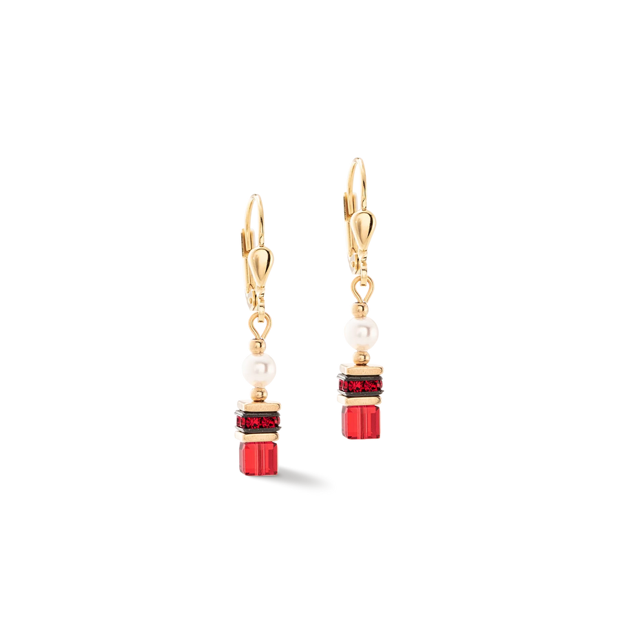 Coeur de Lion Earrings Sparkling Princess earrings gold-red