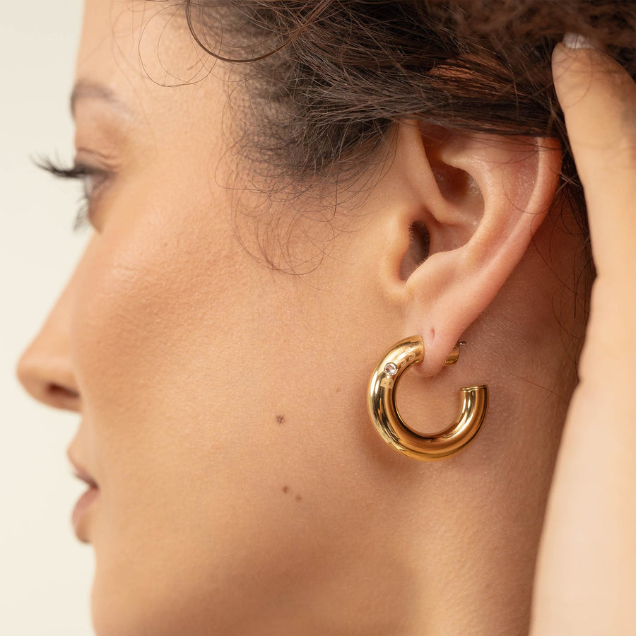 BOSS Live Yellow Gold-Tone Plated Ladies Hoop Earrings 1580690