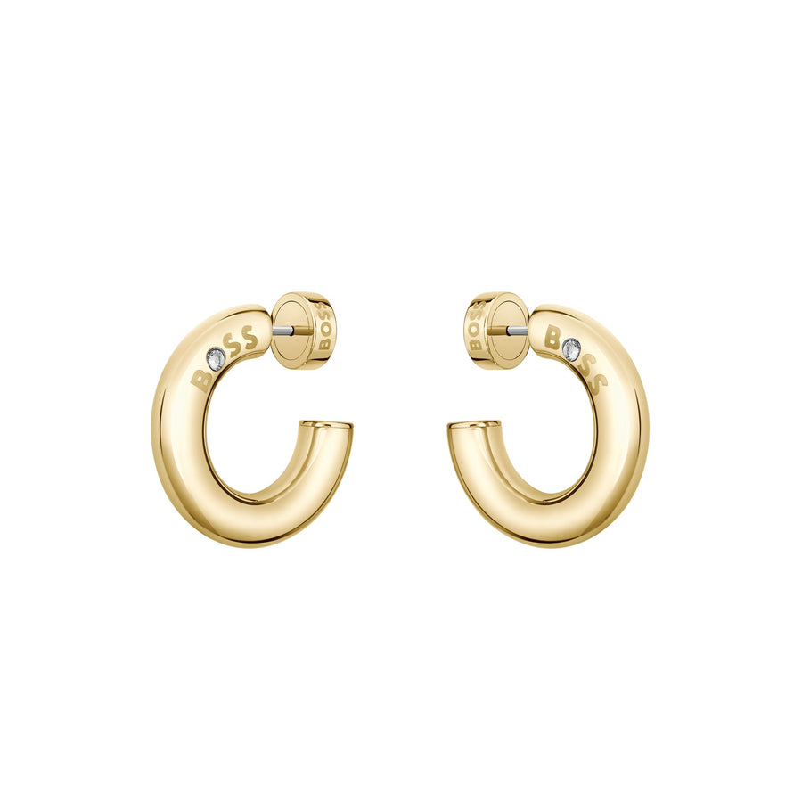 BOSS Live Yellow Gold-Tone Plated Ladies Hoop Earrings 1580690